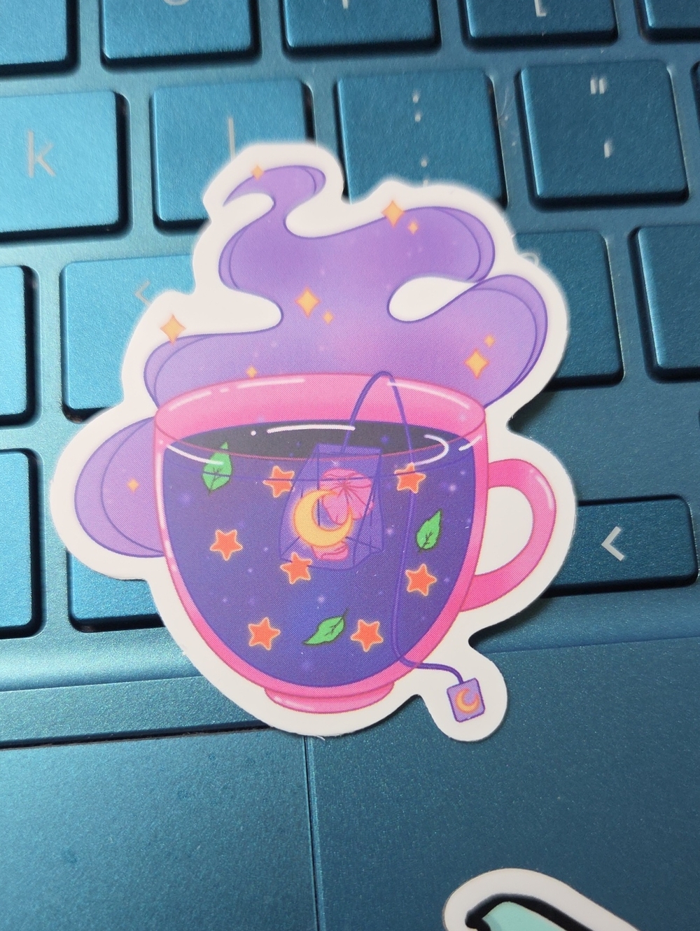 Purple Magical Tea Cup Vinyl Sticker - Home Design Accent